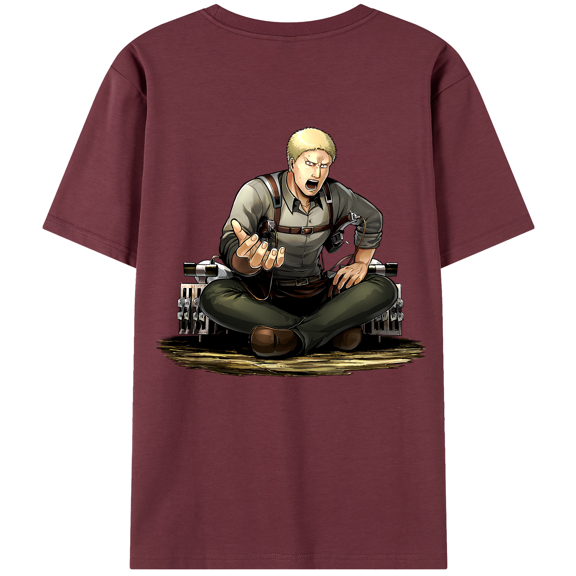 （画像用） 進撃の巨人 ライナー・ブラウン Attack on Titan Reiner Braun 綿100％半袖Tシャツ（背面プリント）